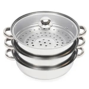3-Tier Stainless Steel Steamer 28cm 11in 2026 Trending Dishwasher Safe Polished for Seafood Vegetables Rice Soup Induction Gas Electric Stoves Cookware Steaming
