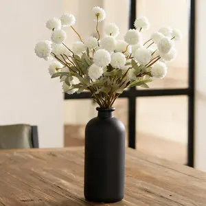 5pcs Beige Faux Silk Mums Artificial Flowers, Bulk Fake Small Mini Chrysanthemums with Stems for DIY Champagne Wedding Centerpieces Floral Arrangements Vase Fillers Home Decorations