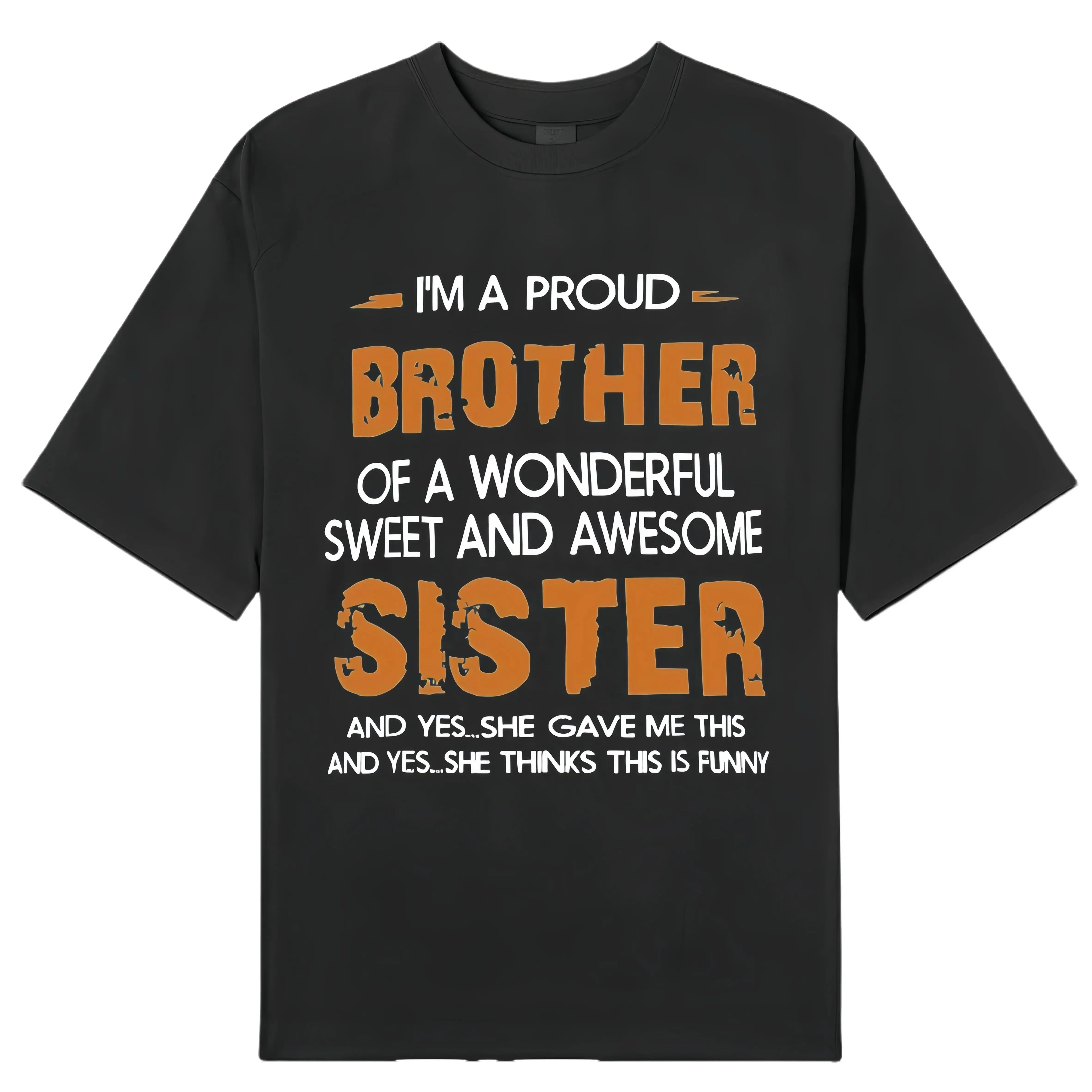 Men's "Brother and Sister" Vibe Prints Short-Sleeve Crew Neck Personalized Menswear Casual T-Shirt for Spring and Summer Sports & Outdoor Tops