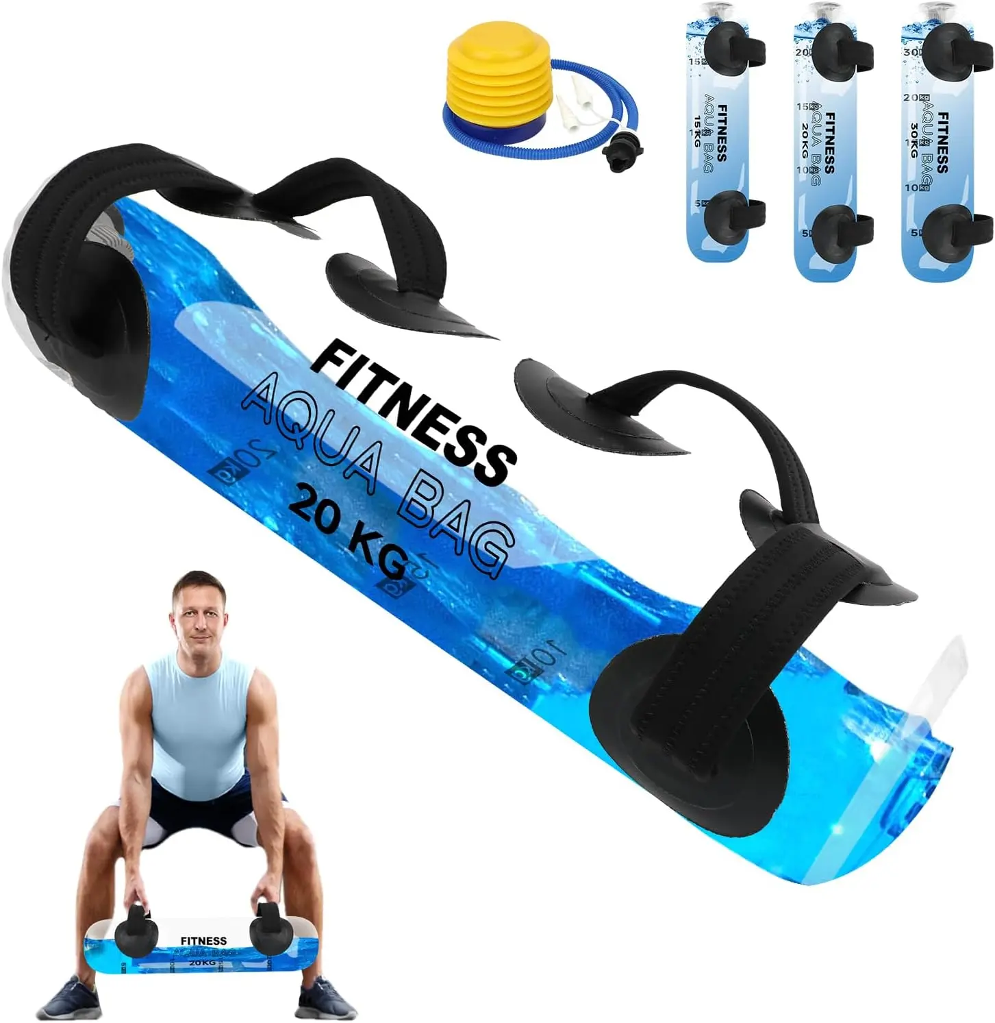 1pc 20kg Sports Weight-bearing Water Bag, Energy Bag For Weightlifting, Squat & Strength Training, Fitness Water Injection Bag (Air Pump Included, With Pigment)