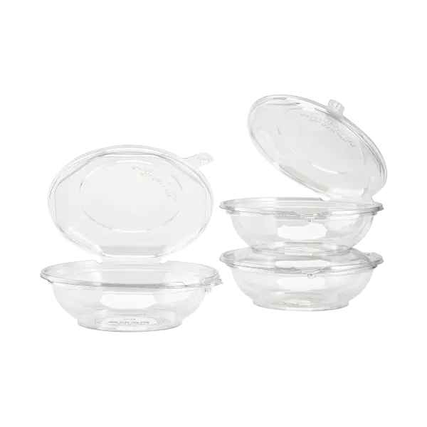 [240 sets] 16 oz Disposable Tamper Resistant Hinged Salad Bowls | PET