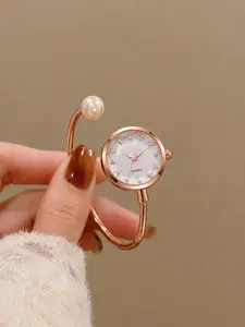 Luxury Mother-Of-Pearl Diamond Pearl Bracelet Quartz Watch, Elegant Dial, Casual Oval Face, All-Seasons Fashion Timepiece for Women, Fashion Wristwatches