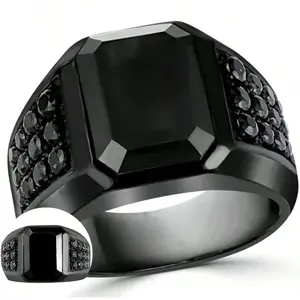 Classic black men's ring with Zirconia stone detail – a unique and stylish fashion statement, suitable for everyday wear, as a gift, or for parties