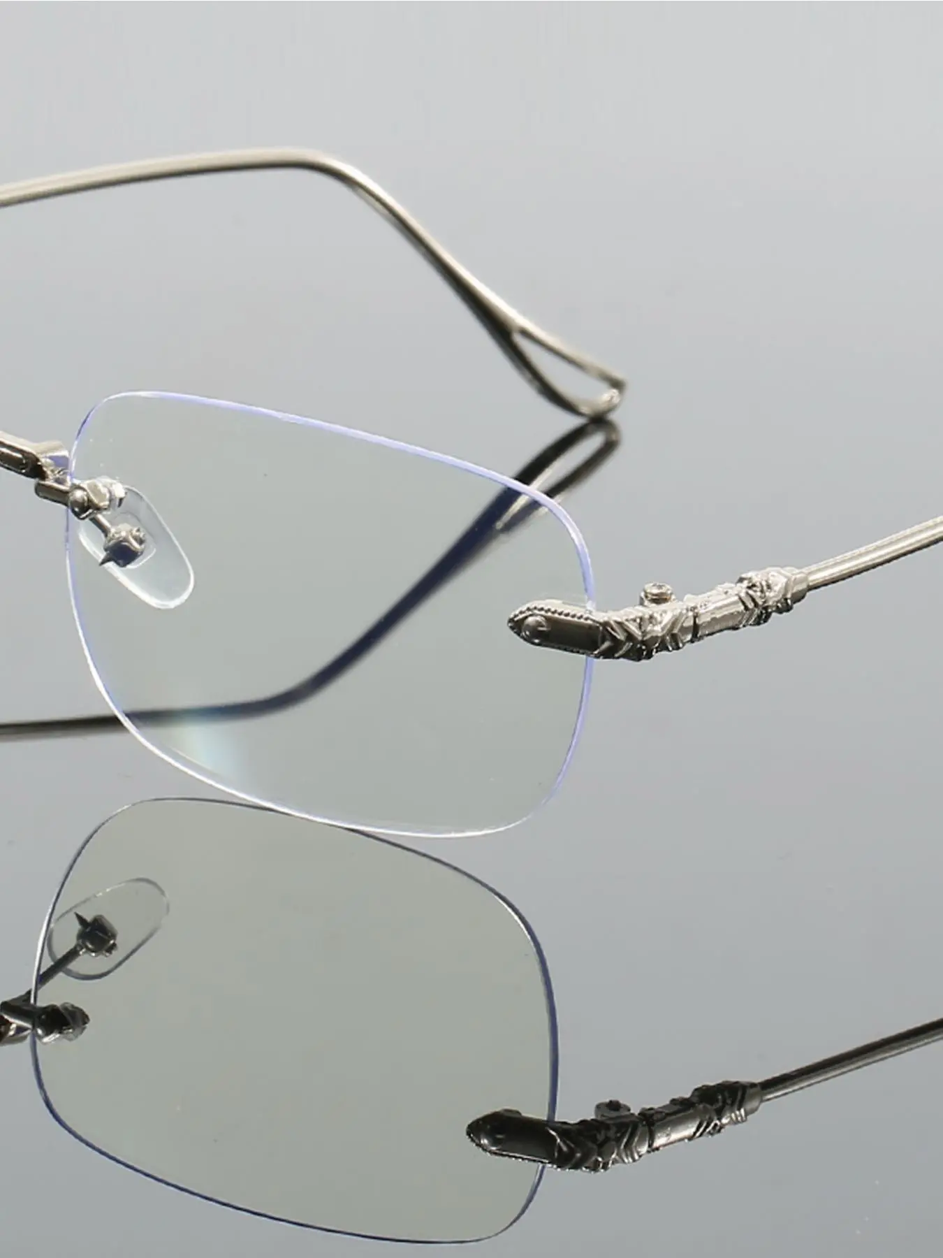 Simple Style Plain Color Rimless Eyeglasses, Fashion Eyeglasses for Women & Men, Daily Clothing Decor, Transparent Lens Glasses, Trendy Casual Glasses, Casual Stylish Glasses, Metal Alloy Eyewear