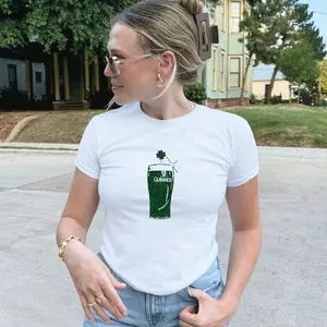 Irish Beer Baby Tee, St. Patrick's Day Y2k Style, Y2K Baby Tee, St Patrick's Day Outfit, Flirty Baby Tee