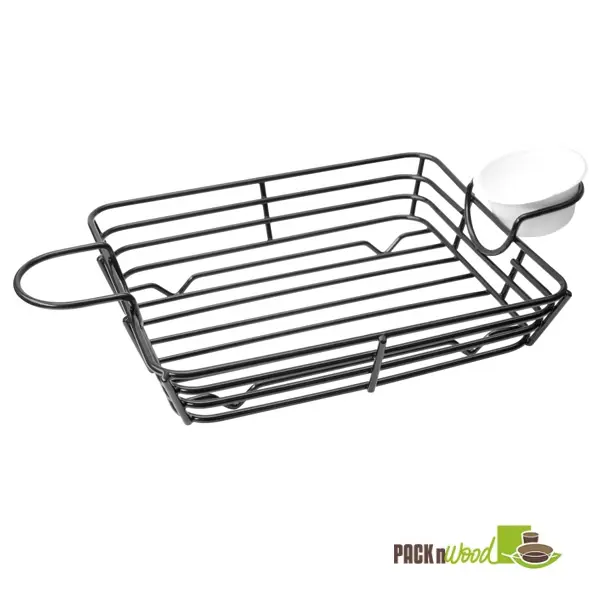 Packnwood 294BASKC26 Square Basket with Integrated Ramekin Holders - 8.25 x 6.8 x 1.6 in.