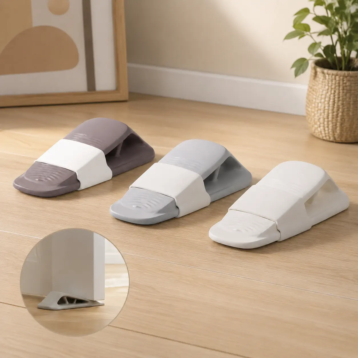 Rubber Door Stoppers for Bottom of Door, Heavy Duty Non Slip Door Stop Wedge with Holder and Wall Protector, Floor Doorstop to Keep Door Open for Home, Office, School, Dorm, Apartment, Hotel, Shop, Classroom and Commercial Use