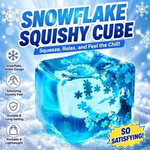 Snowflake Squishy Cube Stress Relief Toy – Soft Squeeze Fidget, Anxiety Relief, Cute Sensory Toy, Portable Mini Gift