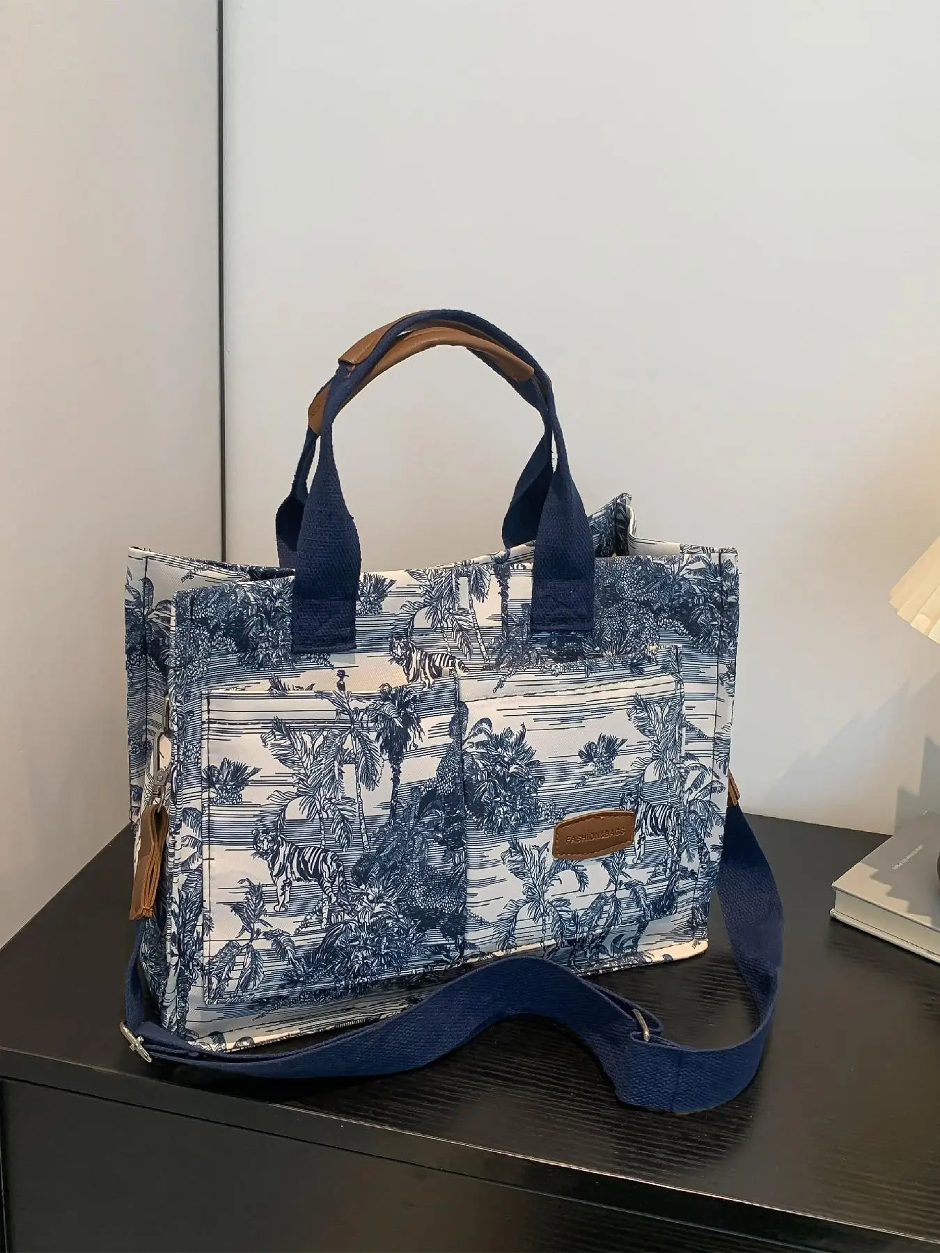 Fashionable Plants Pattern Tote Bag, Casual Versatile Shoulder Bag for Women, Trendy All-match Commuter Bag for Daily Used