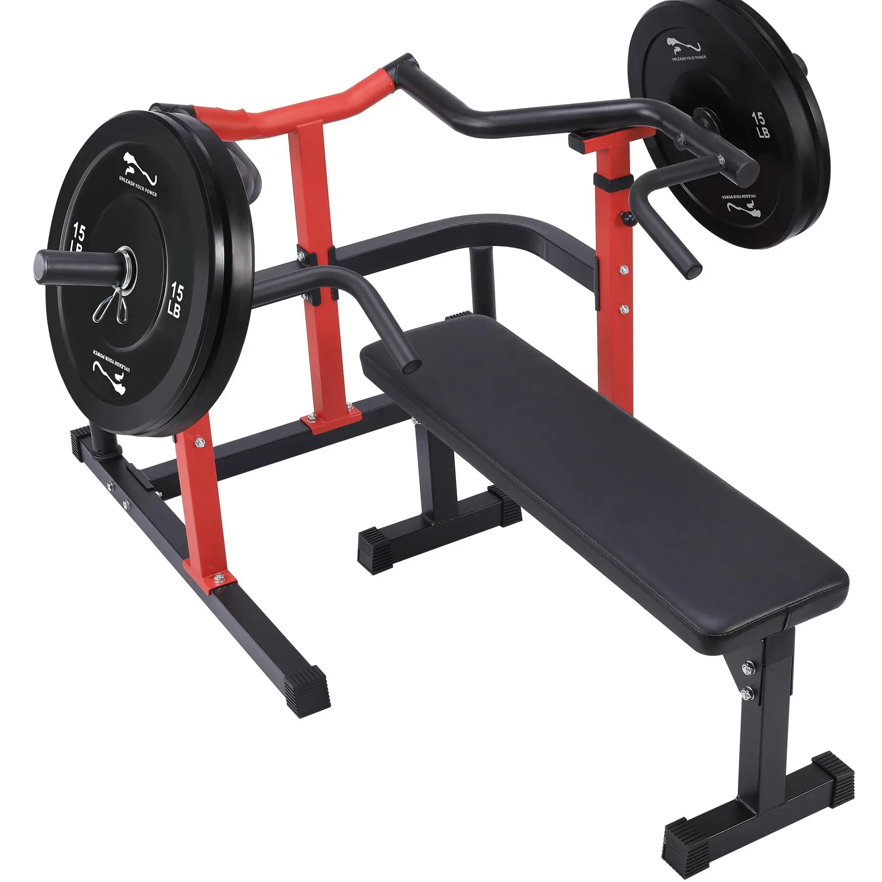 Heavy Duty Steel Frame Chest Press Machine - 4-Level Adjustable Flat Bench, 4-Level Adjustable Press Positions, Independent Converging Arms, Smooth Silent Motion Bearings, Versatile Home Muscle Training Equipment (Black)