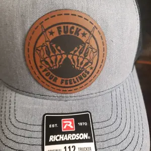 Richardson 112 laser engraved leather patch hats