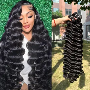 Karlami Loose Deep Wave 3/4 Bundles Human Hair Deep Curly Hair Bundles Burmese Curly Human Hair with Spriral End 3c4a Quick Weave Body Wave Bundles Straight Hair Bundles With 5x5 Closure Human Hair Bundles for Women Natural Black