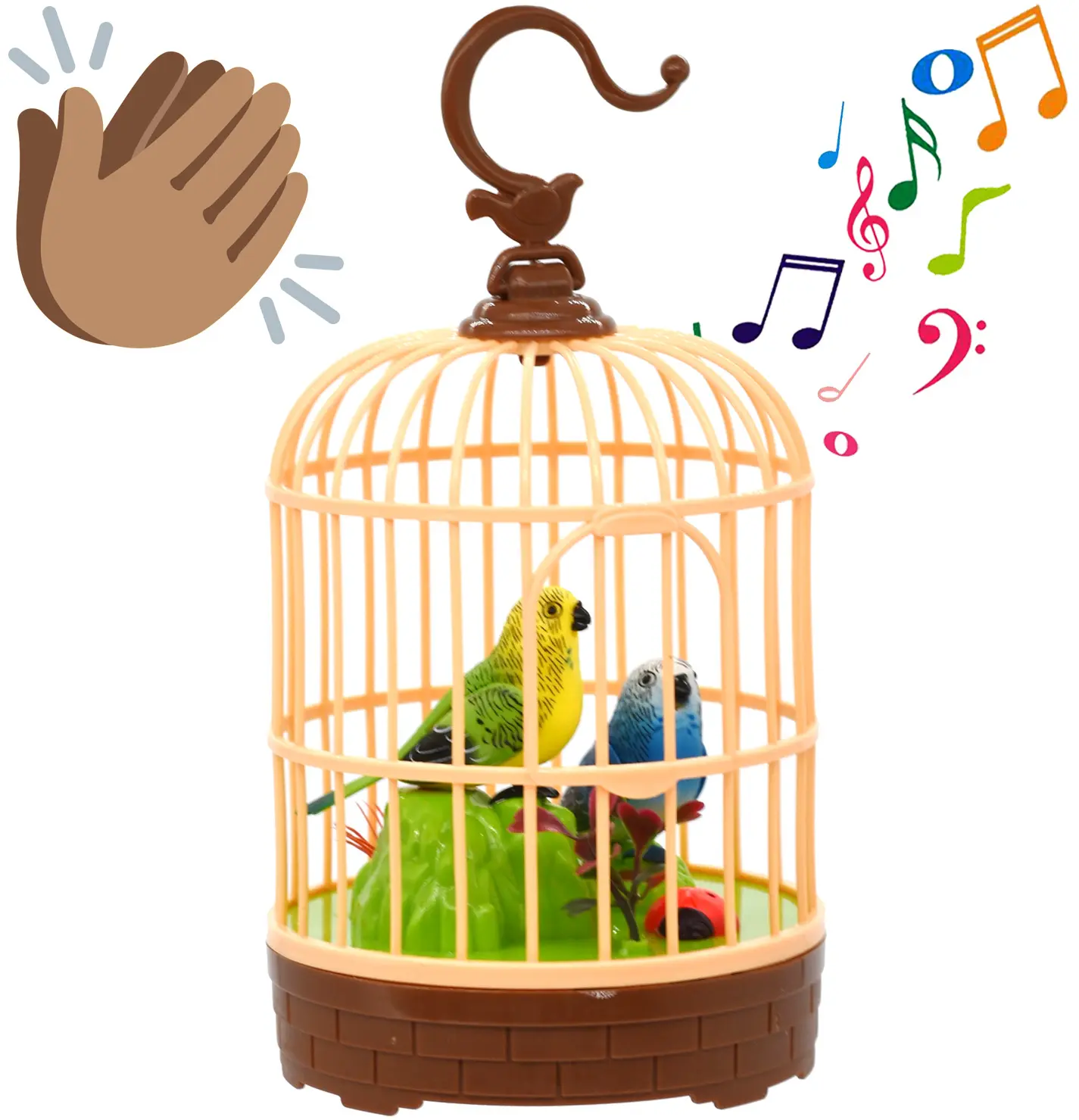HWD Mini Voice-Activated Birds Birdcage Toys, Chirping & Wings Fluttering Parrot Animals Toy Gifts for Baby Toddler Kids Children