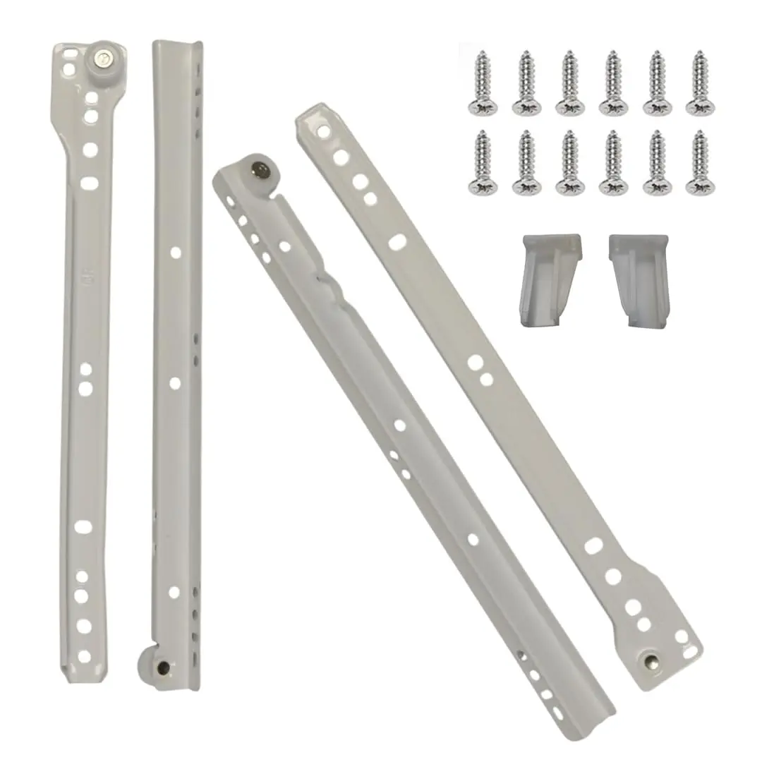 COLLINETS 24 in Epoxy Coated Heavy-Duty Cold Rolled Steel Drawer Slides, 2-Pack with Brackets/Screws, Double Stopper Mechanism, 75 lbs Capacity, Flexible Installation for Frameless & Face-Frame Cabinets, DIY Enthusiasts