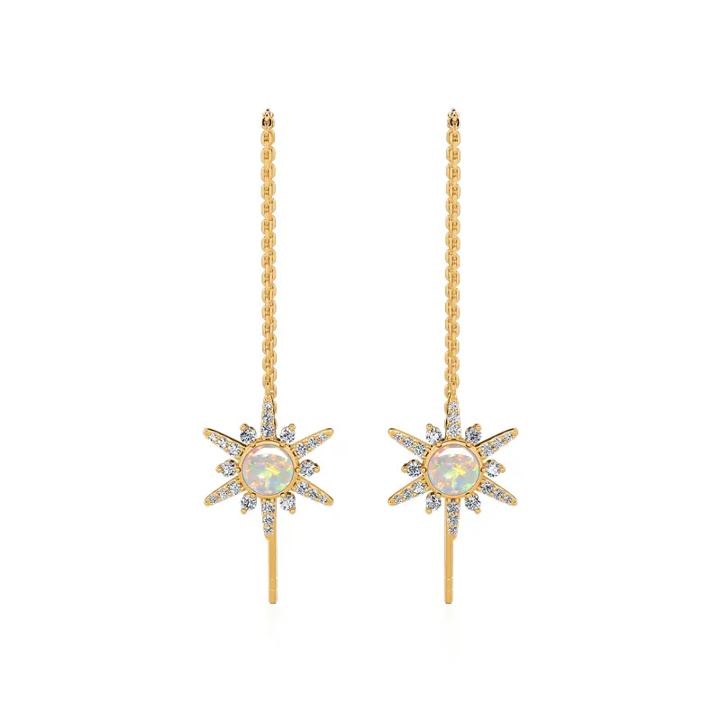 Jeulia "Natural Fire" North Star Opal Sterling Silver Threader Earrings