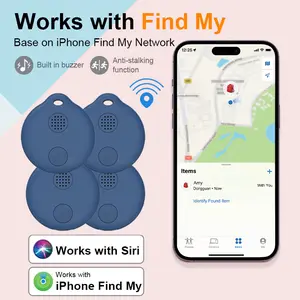 2026 Air Tracker Smart Tags only iOS-4pc, Bluetooth Luggag Tracker Keys Finder/Item Locator compatible with Apple Find My (iOS)for Key, Backpack, Pet Tag, Luggage Black, Global Positioning