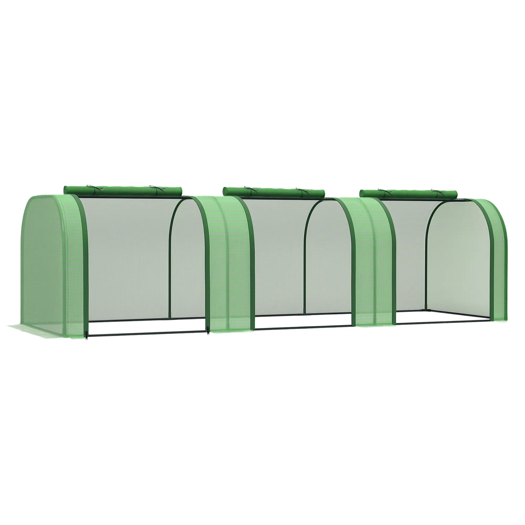 Outsunny 10' x 3' x 2.5' Mini Greenhouse, Portable Tunnel Greenhouse with Roll-Up Zippered Doors, UV-Waterproof Cover, Steel Frame for Garden Supplies & Seed Starting, Mini Greenhouse Greenhouses