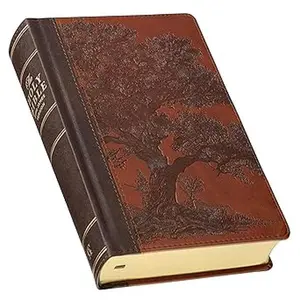 KJV Holy Bible, Giant Print Standard Size Red Letter Edition, Thumb Index Tabs & Ribbon Marker, King James Version, Vegan Leather, Brown