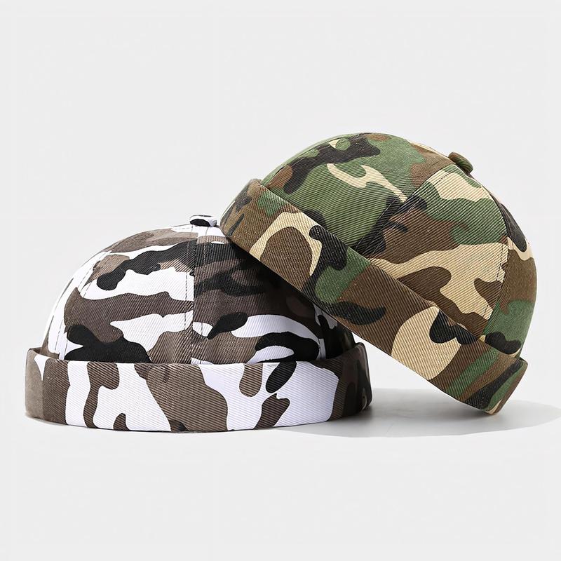 Men's Genuine Leather Adjustable Snapback Dome Hat - Camouflage Print, 58-60cm Head Circumference, Military Look, Lightweight Breathable, All Seasons Outdoor Casual Everyday Wear Cap