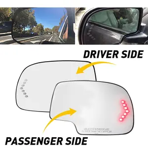 Mirror Glass Heated Turn Signal 7 LED Left LH for Cadillac Chevy GMC Pickup SUV