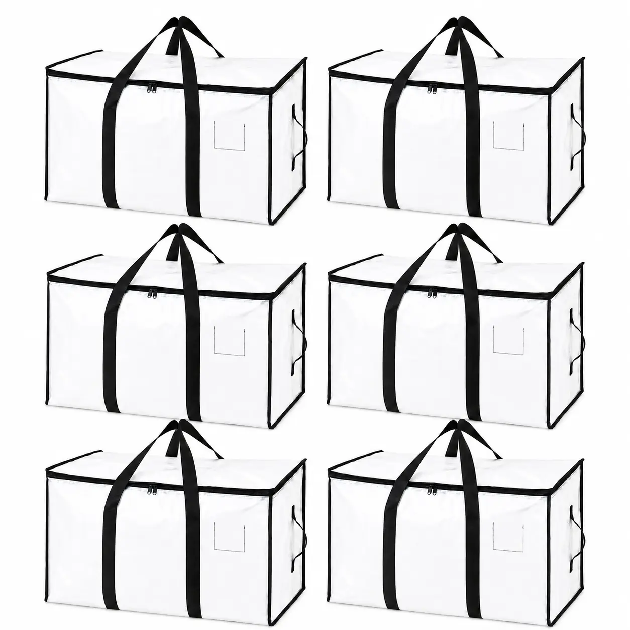 6 Pack Heavy Duty Moving Bags Extra Large Storage Totes with Strong Zippers and Wrap Around Handles, Reusable Moving Box Alternative for Clothes, Comforters, Pillows, Books and Toys, Foldable Packing Supplies for College Dorm,Travel and Home Storage
