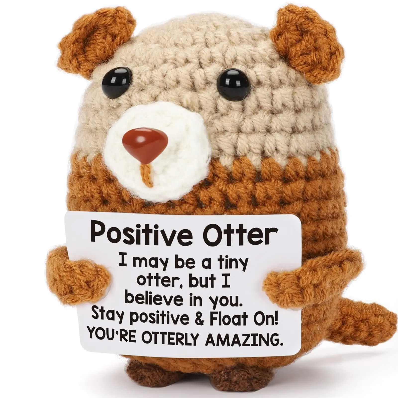 Handmade Crochet Otter Plush Collectible - Cute Mini Stuffed Animal, Soft Kawaii Amigurumi Doll Ornament, Desk Decor, Bag Charm, Keychain, Stress Relief Toy, Perfect Birthday Gift for Kids, 1 Pcs, Unisex Home Decor Figurine, Collectibles