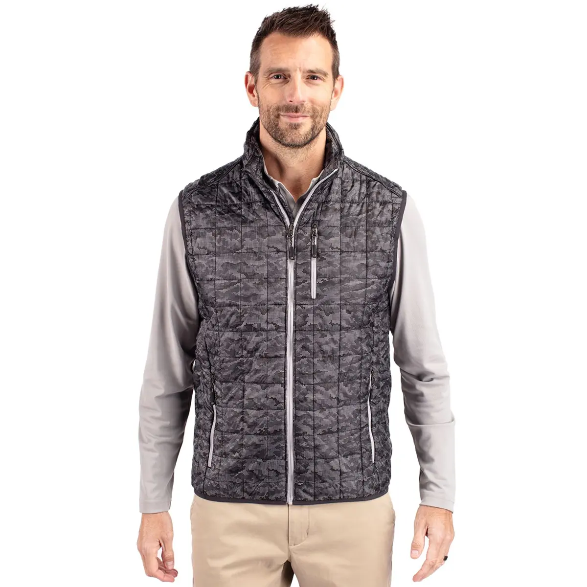Cutter & Buck Rainier PrimaLoft® Mens Eco Insulated Full Zip Printed Puffer Vest
