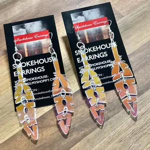 Iridescent Acrylic Eagle Feather Smokehouse Earrings