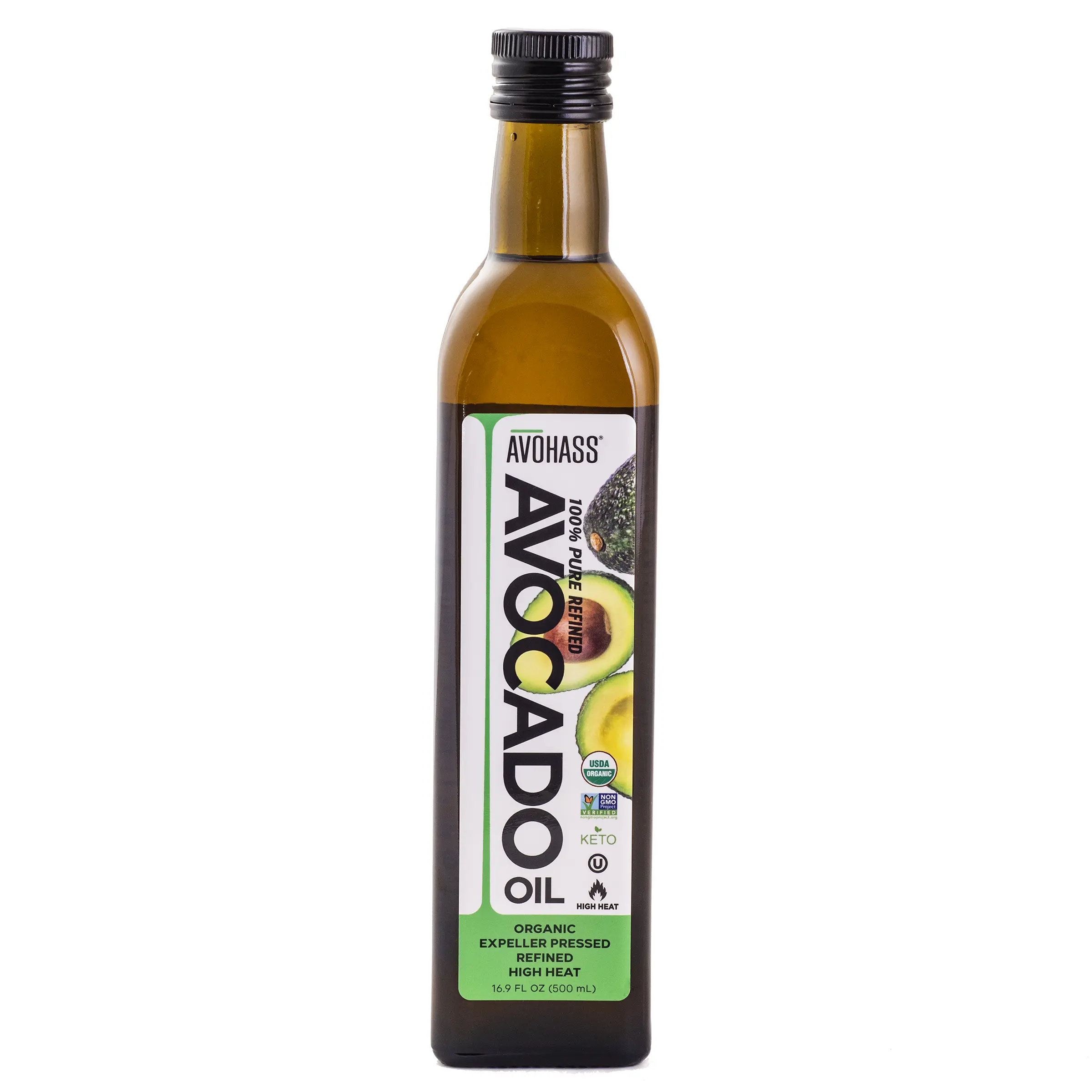 Avohass Spain USDA Organic Certified Refined Avocado Oil, 16.9 fl oz Bottle