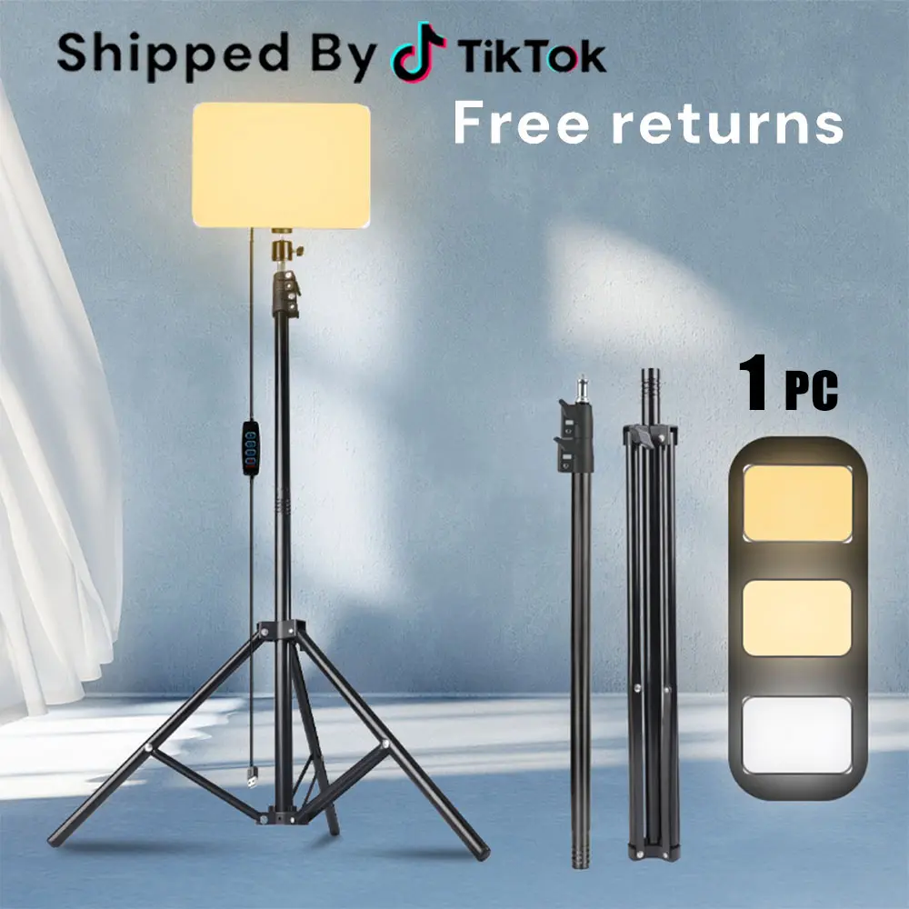 10 Inch Selfie Square Fill Light with 63" Adjustable Tripod, 3 Color Temperature & 10-Level Brightness for Streaming, Podcasting and Video Conferencing photography kit#SummerWins#BackToSchoolDeal