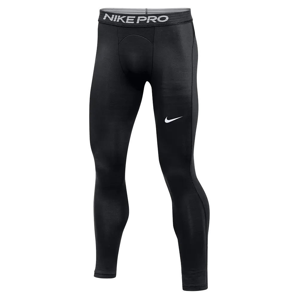 NIKE Men's Pro Warm Training Tights - 4-Way Stretch Polyester-Elastane Blend, Ribbed Flex Panels, Snug Hug Fit, Training Wear, 4-Way Men's Sports Leggings, Everyday Active Athletic Performance Bottoms, Standard Sizes