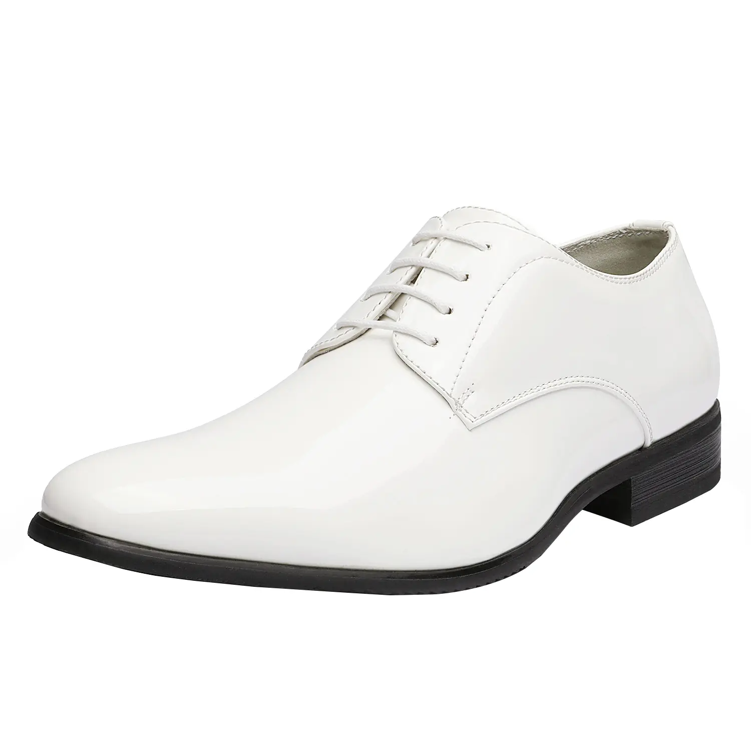 Bruno Marc Men's Classic Glossy PU Closed Flat Oxford Shoes - Rubber Sole, Lace-Up Men's Formal Footwear
