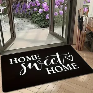 1pc Black And White Letter Pattern Welcome Doormat, Welcome Doormat, Entrance Mat, Polyester Fiber, Perfect for Indoor/Outdoor Entrance, Porch, Living Room, Laundry Room, Bedroom, Kitchen, Patio, Balcony Decoration, Home Decoration