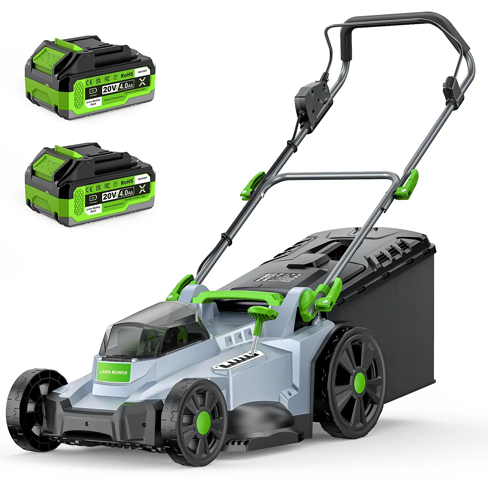 40V Cordless Lawn Mower, Electric Battery Powered 4.0Ah Walk Behind Lawnmower, 17” Cutting Width, 6-Position Height Adjustment, Bagging & Mulching Model, for Garden/Patio/Yark Rechargeable Lawn Mower Wireless Lawn Mower