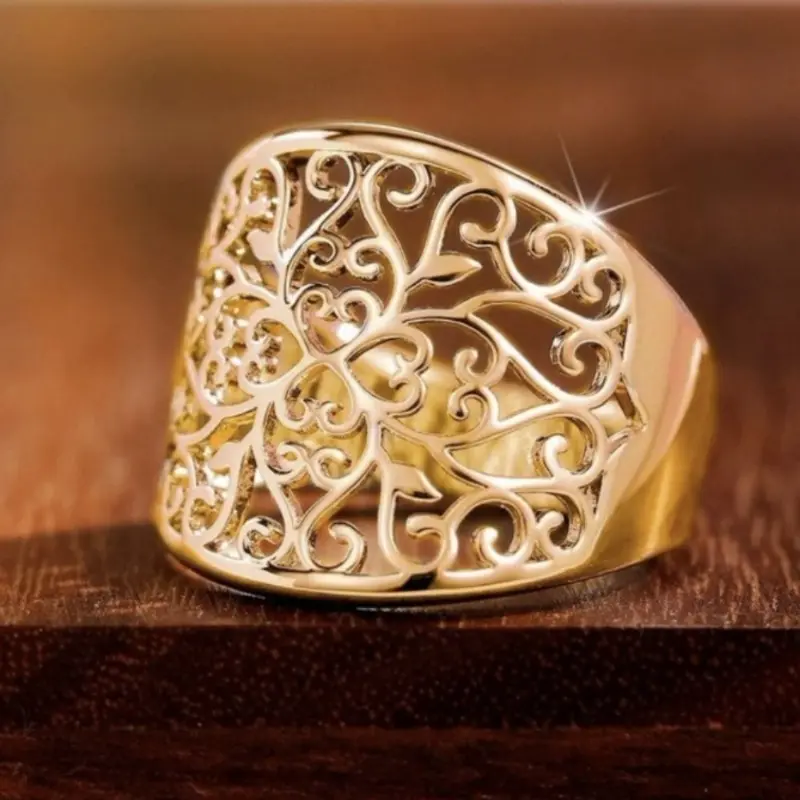 Women's Vintage Chubby-Cut Wide Ring - Elegant Fashion Rings, Non-Traditional Engagement-Style Bridal Piece for Birthday Gifting, Non-Traditional Engagement-Like Look, Jewelry Rings, Birthday Gift Ideas
