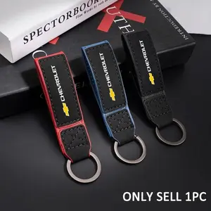 Suede Leather Car Keychain Keyring Holder Pendant, Compatible with Chevrolet Cruze Sonic Silverado Trax Camaro Captiva Equinox Trailblazer