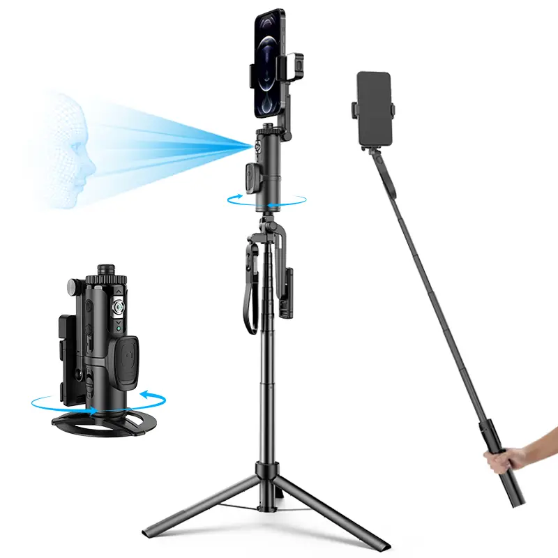 AI Auto Face Tracking Tripod, Smart Tracking Holder with Selfie Stick Tripod, 360 Rotation Face Tracking Tripod, AI Auto Face Tracking Phone Mount for