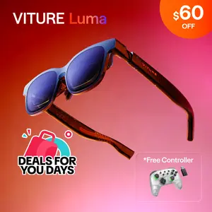 VITURE Luma XR Glasses, Smart Glasses 146” 1200p Ultra Sharp Display 1000 Nits 50° FOV Dimming Adjustments USB-C for iPhone Android Mac PC Steam Deck Switch 2