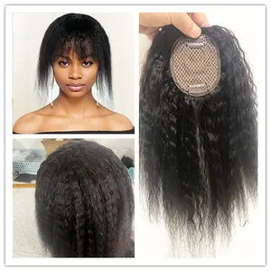 Hot Sell NEW Arrived Women'S Kinky Straight Hair Topper, 10/12/14 Inch, Natural Black - Human Hair Enhancement Piece, Basic Style, No Lace, ApplicOnly, Natural Appearance, Hair Enhancement Accessories