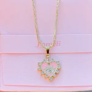 Evil eye heart necklace