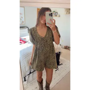 Leopard Print Denim Romper