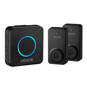 VEVOR Wireless Doorbell Kit, Summervibes,Summervibes, IP54 Waterproof Door Chime Ranges up to 1000 ft, 5 Adjustable Volumes, 48 Ringtones, Easy Installation, Wireless Doorbell Ideal for Home, Doorway, Classroom, Office, Black