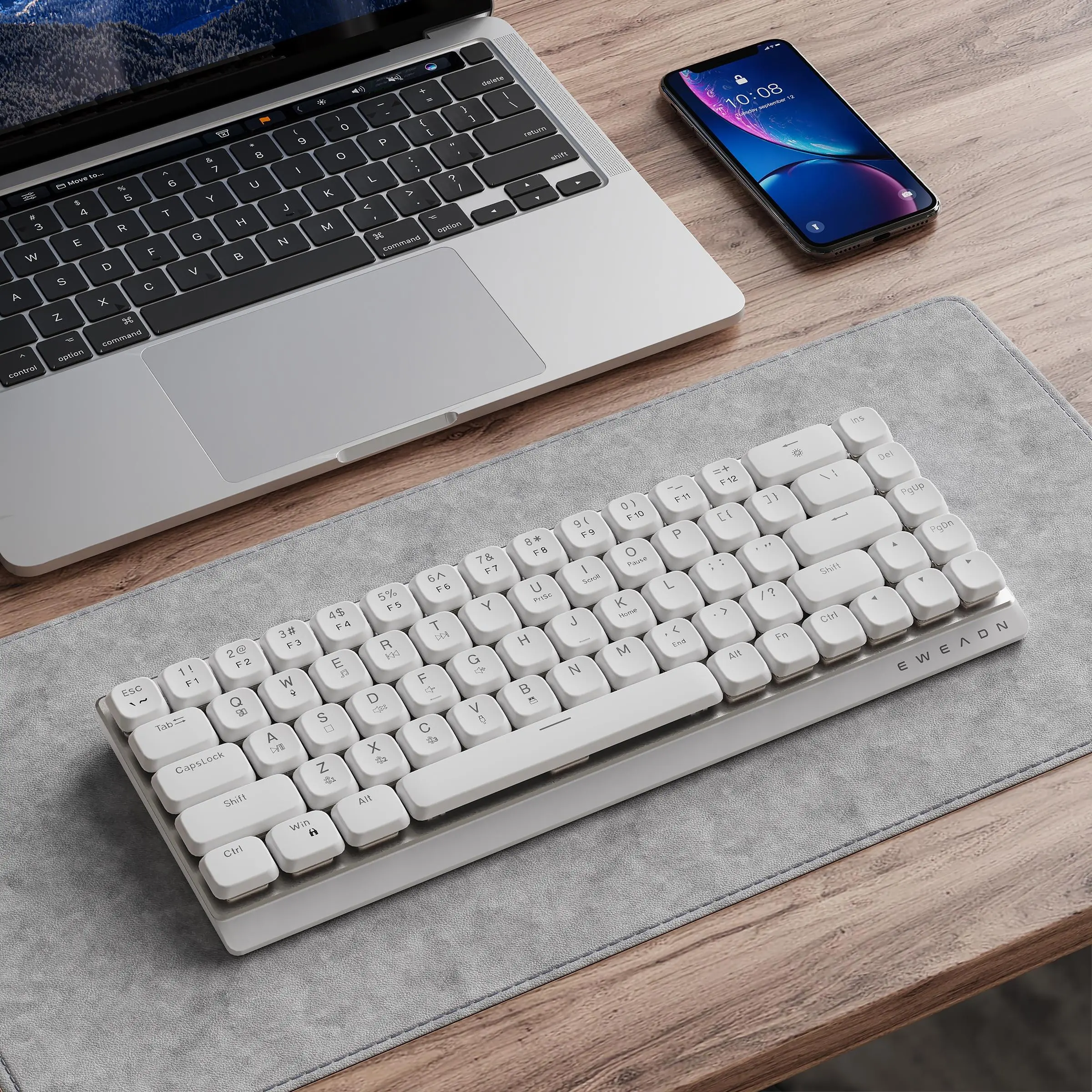 EWEADN MK68 Wireless Mechanical Computer Keyboard, Multifunctional Keyboard, Tri-mode Bluetooth-compatible Keyboard, Portable Design for Office & Home, Compatible with Laptops, Tablets, and PCs