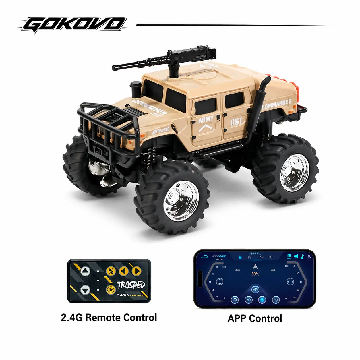 1/64 Scale Mini RC Monster Truck RC Model Car - Metal Body Off-Road Vehicle with Trailer, 2.4GHz Battery-Powered 3-Speed Adjustable All-Terrain Car, USB-C Rechargeable App-Enabled Indoor Desktop Toy, Ideal Boy Gifts (Valentine, Birthday)