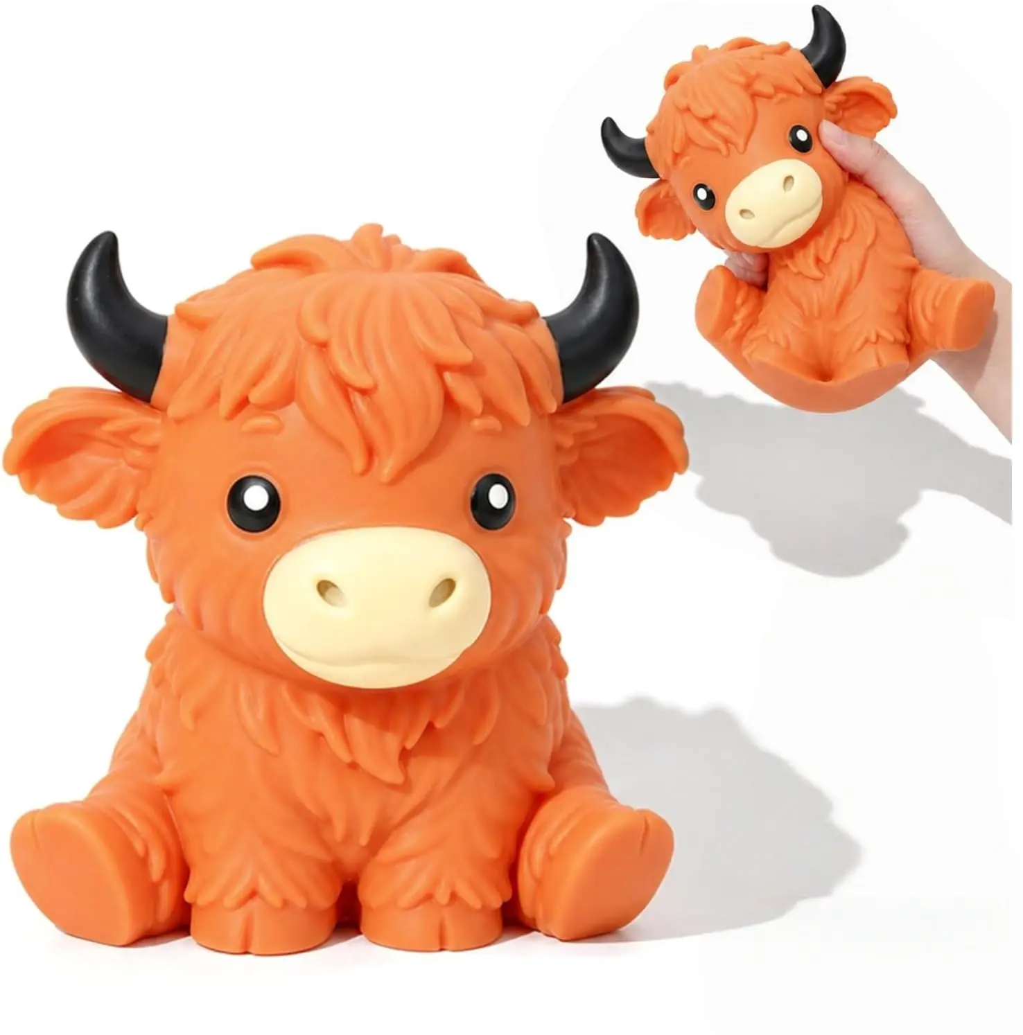 [Highland Cow Squish] Large TPR Cute Squeeze Stress Relief Toy for Gift