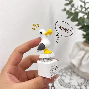 Novelty Seagull Keychain Keyboard Clicker Button Keychain With Real Sound & LED Light Keyring, Funny Stress Relief Toys