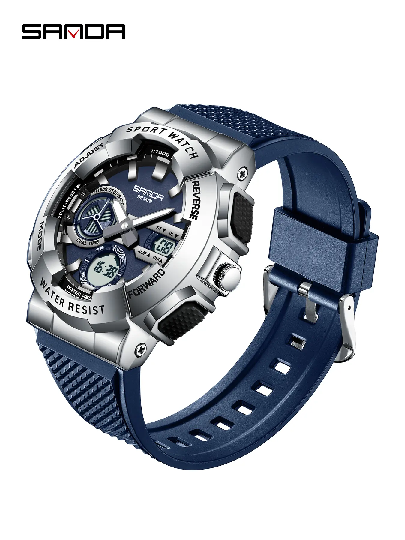 Sanda New Sports Watch Triple Time Zone Dual Display Electronic Alarm Clock, Multifunctional Student Watch for Men Women, Water Resistant Digital Wristwatch