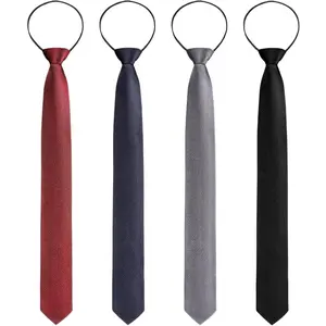 4 Pcs Polyester Silk Adjustable Zipper Ties for Men, Slim Necktie Fashion Accessories Suitable for Various Formal, Professional or Casual Occasions