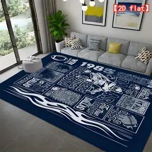 2D flat American football theme pattern, 1985 style, carpet, living room carpet, washable living room carpet, washable living room flannel carpet