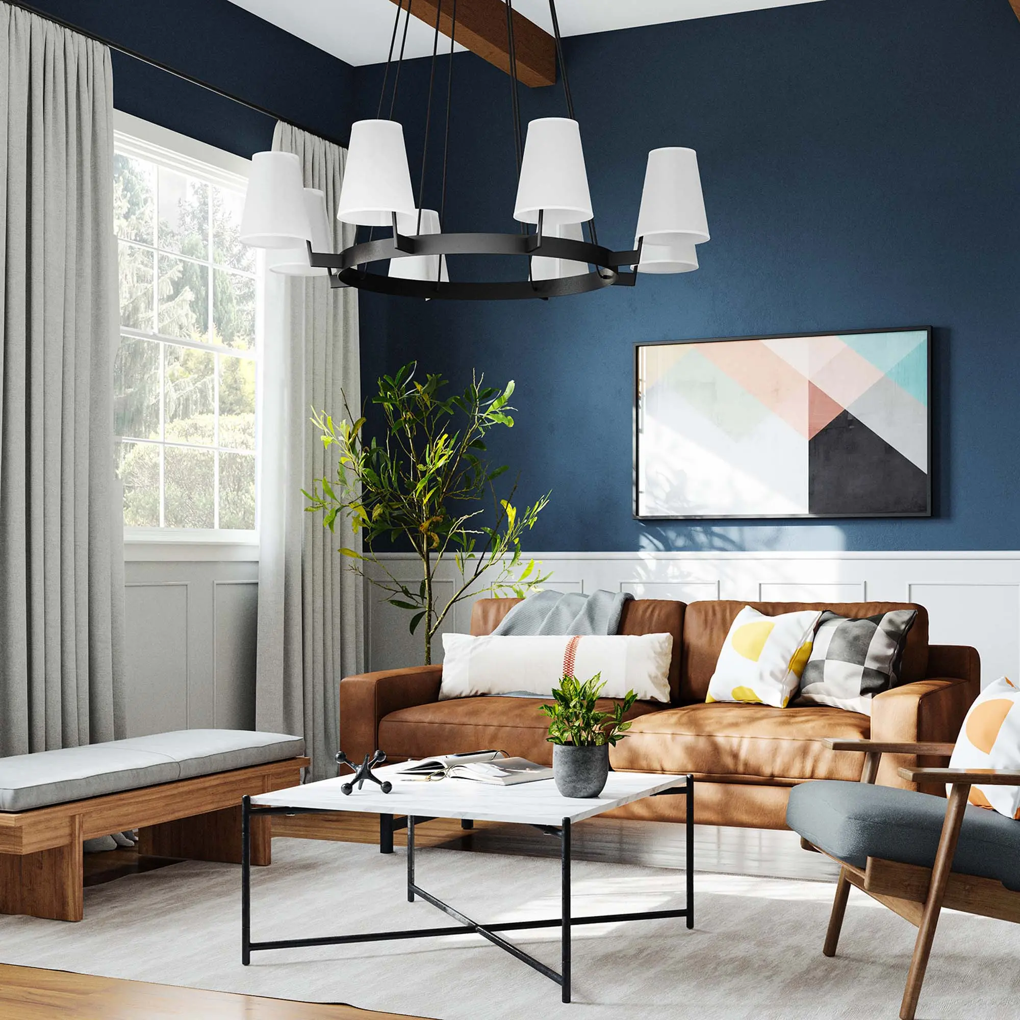 Modway Surround 8-Light Chandelier in White Bronze